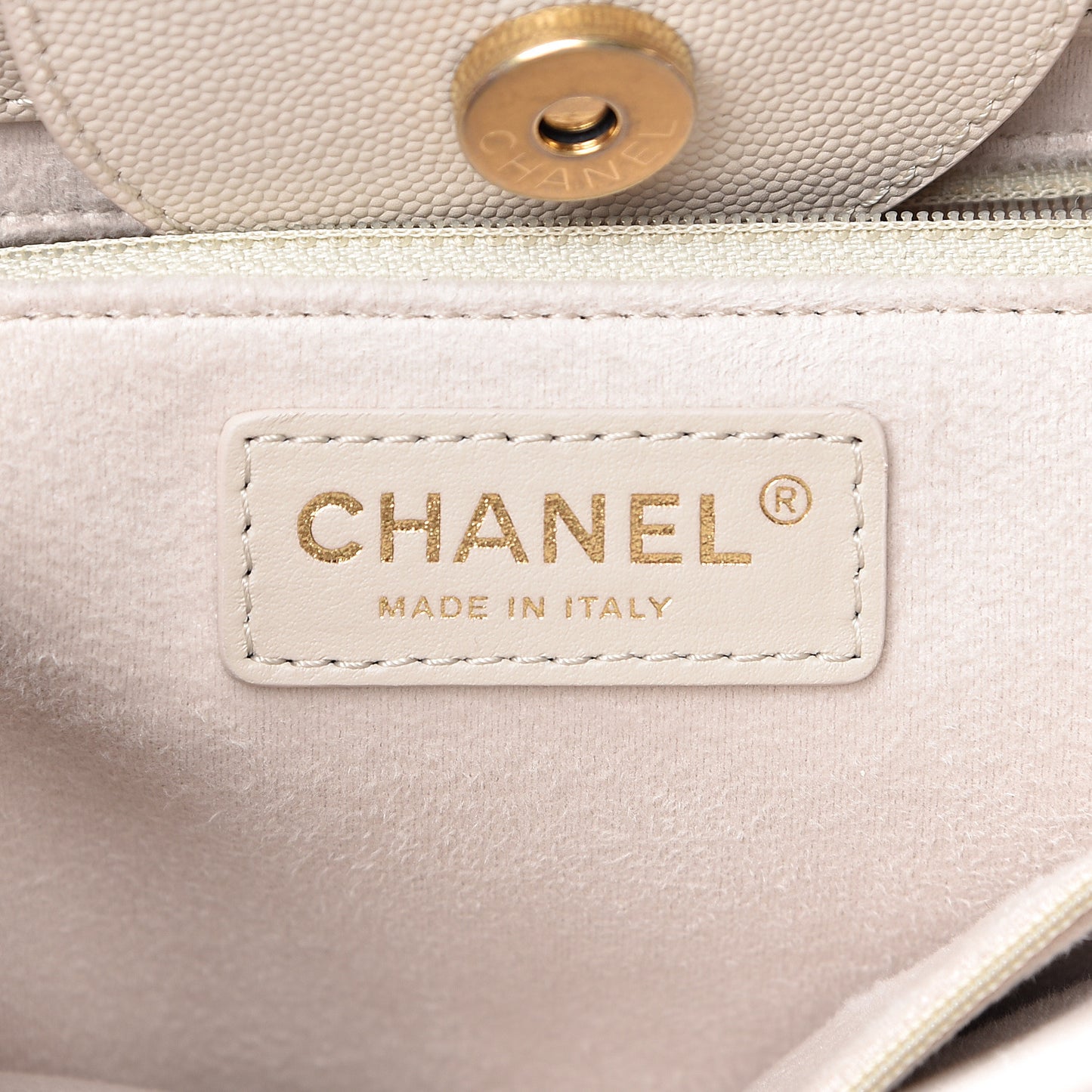 Caviar Small Studded Deauville Tote Ivory