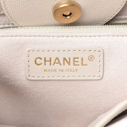 Chanel Caviar Small Studded Deauville Tote Ivory 7 of 13