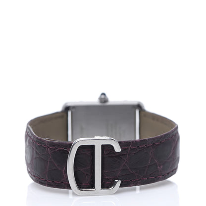 Cartier Stainless Steel Alligator 24mm Tank Solo Quartz Watch Purple 3 of 8