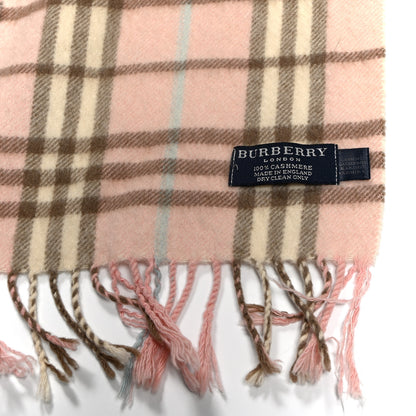Burberry Cashmere Nova Check Fringe Scarf Pink 3 of 3