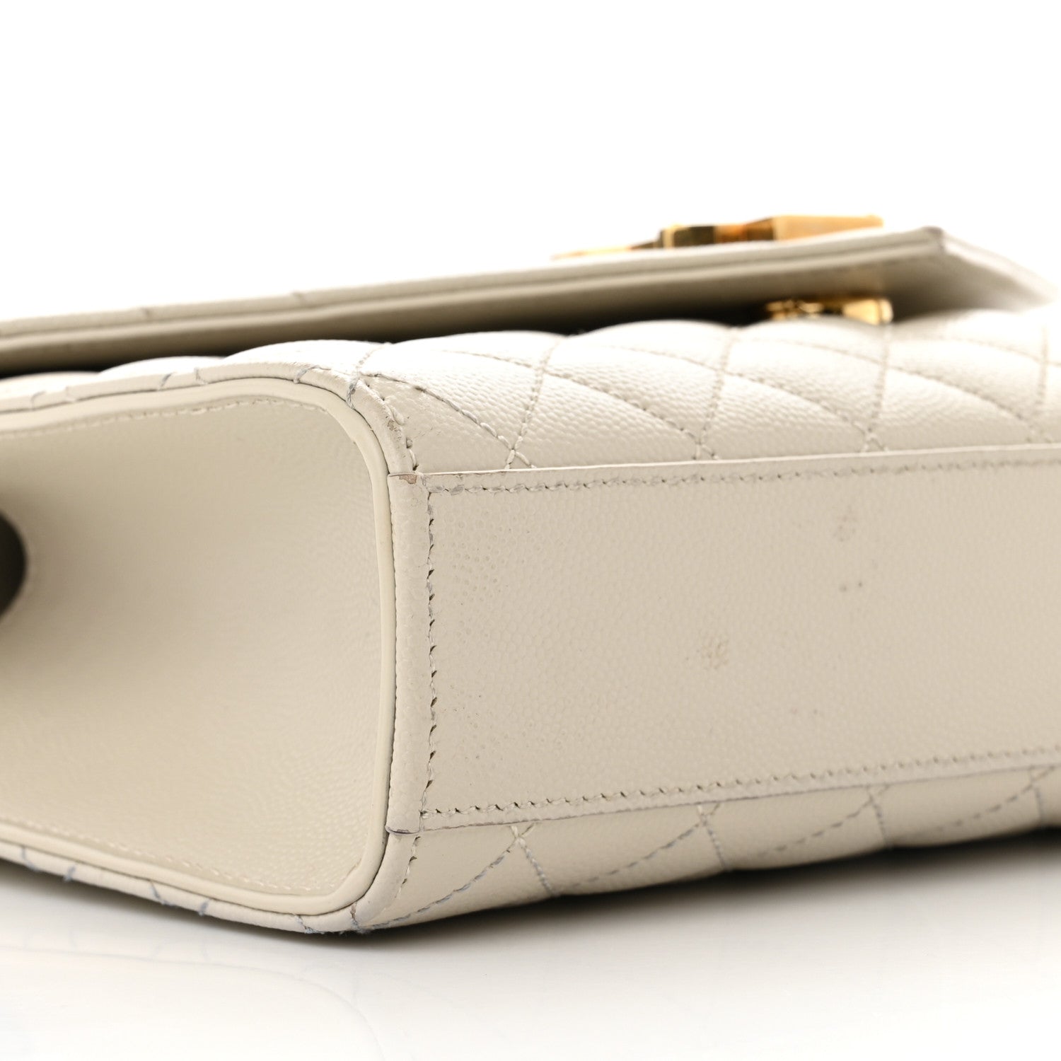 Saint Laurent Grain De Poudre Textured Mixed Matelasse Medium Triquilt Monogram Satchel Crema Soft 11 of 20
