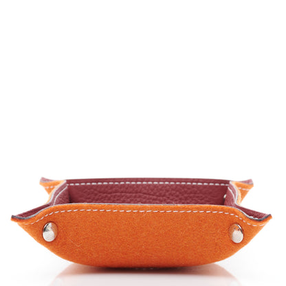 Hermes Taurillon Clemence Felt Bridge Mises et Relances Change Tray Orange Rouge H 5 of 9
