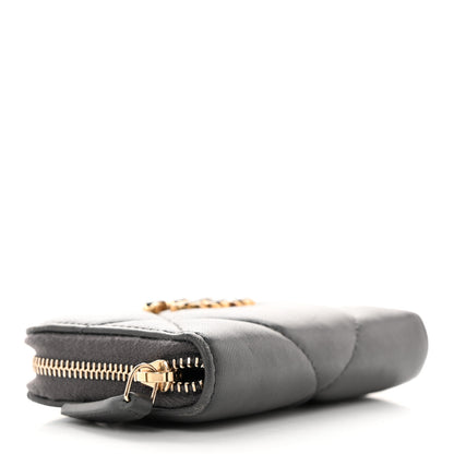 Chanel Lambskin Quilted Chanel 19 Zip Around Coin Purse Wallet Dark Grey 4 of 7