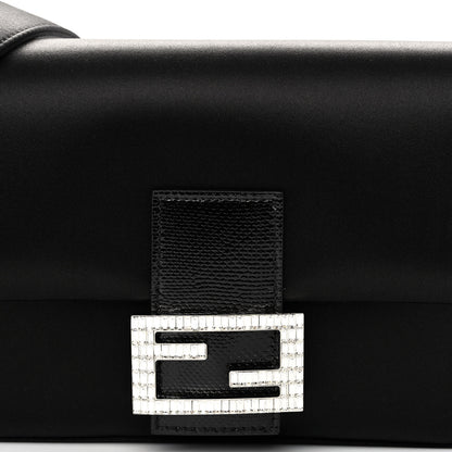 Fendi Satin Karung Crystal Baguette Black 7 of 11