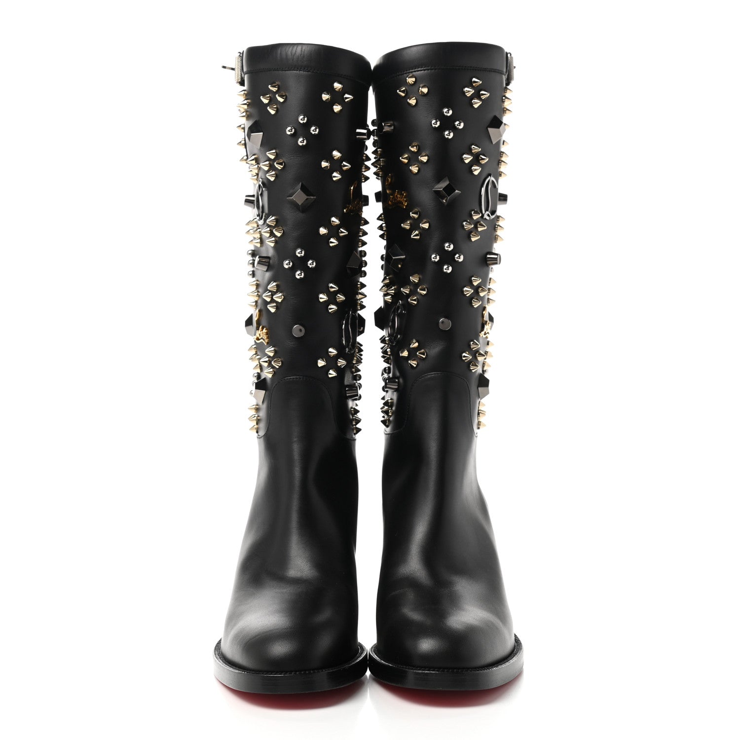 Christian Louboutin Calfskin Studded Clair De Botte 70 Boot 40 Black 2 of 11