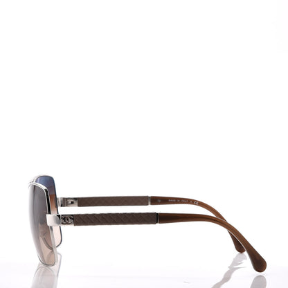 Chanel Lambskin Quilted CC Aviator Sunglasses 4196-Q Silver Taupe 3 of 7