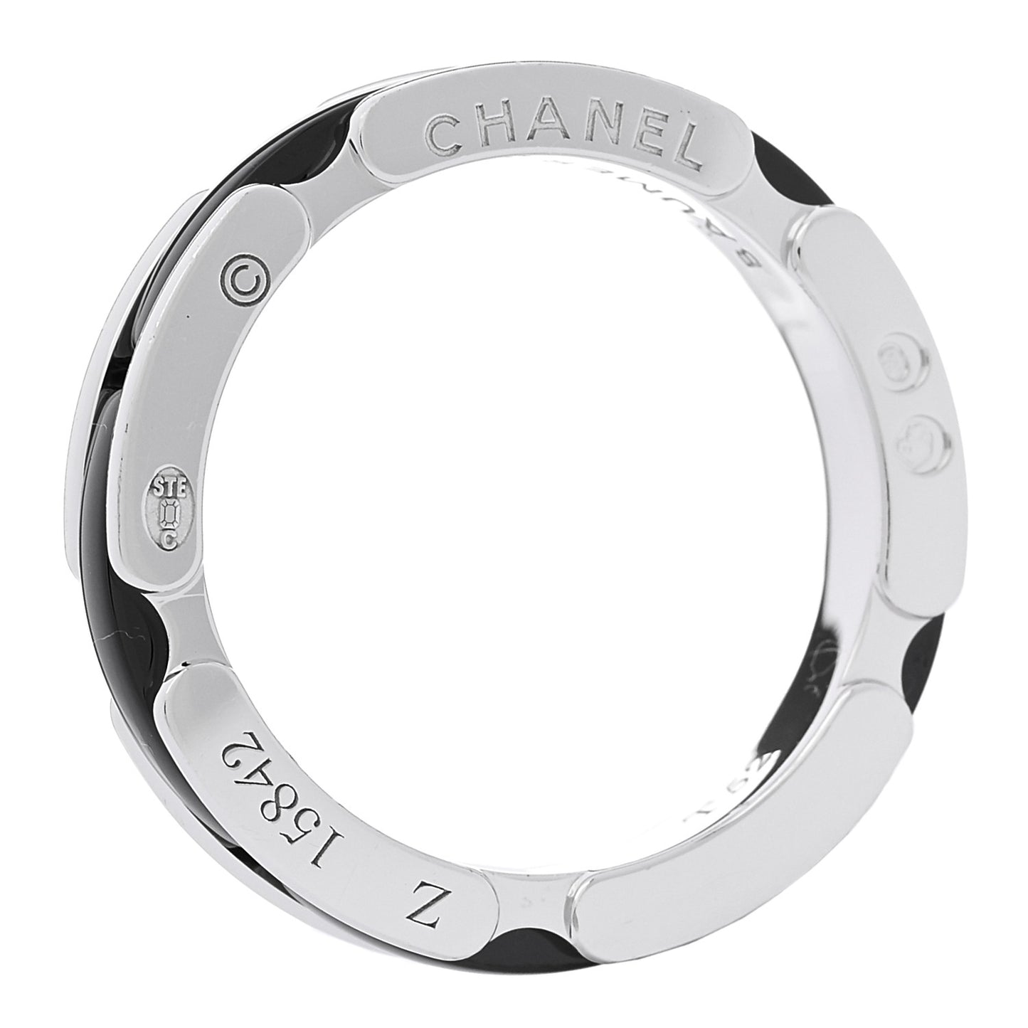 18K White Gold Black Ceramic Small Ultra Ring 59 8.75