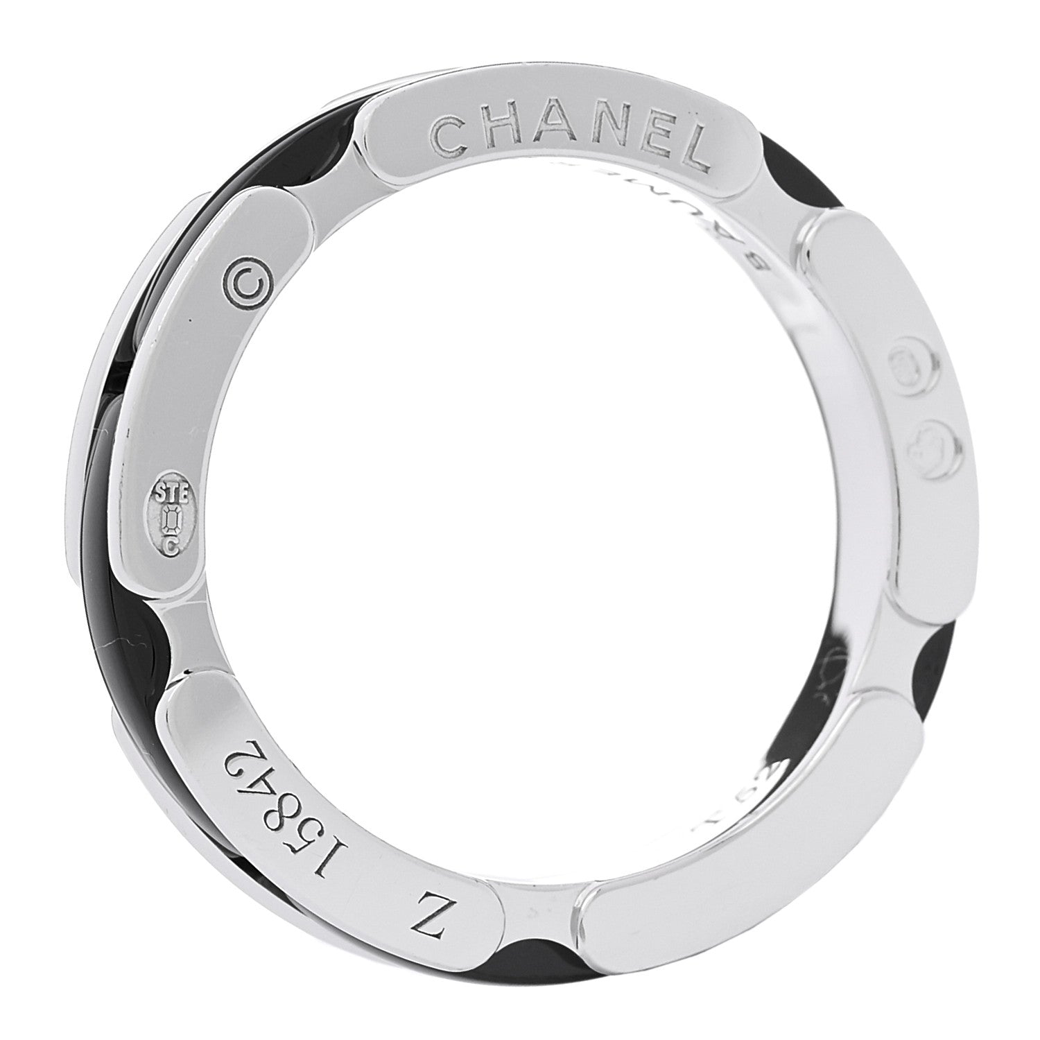 Chanel 18K White Gold Black Ceramic Small Ultra Ring 59 8.75 4 of 7
