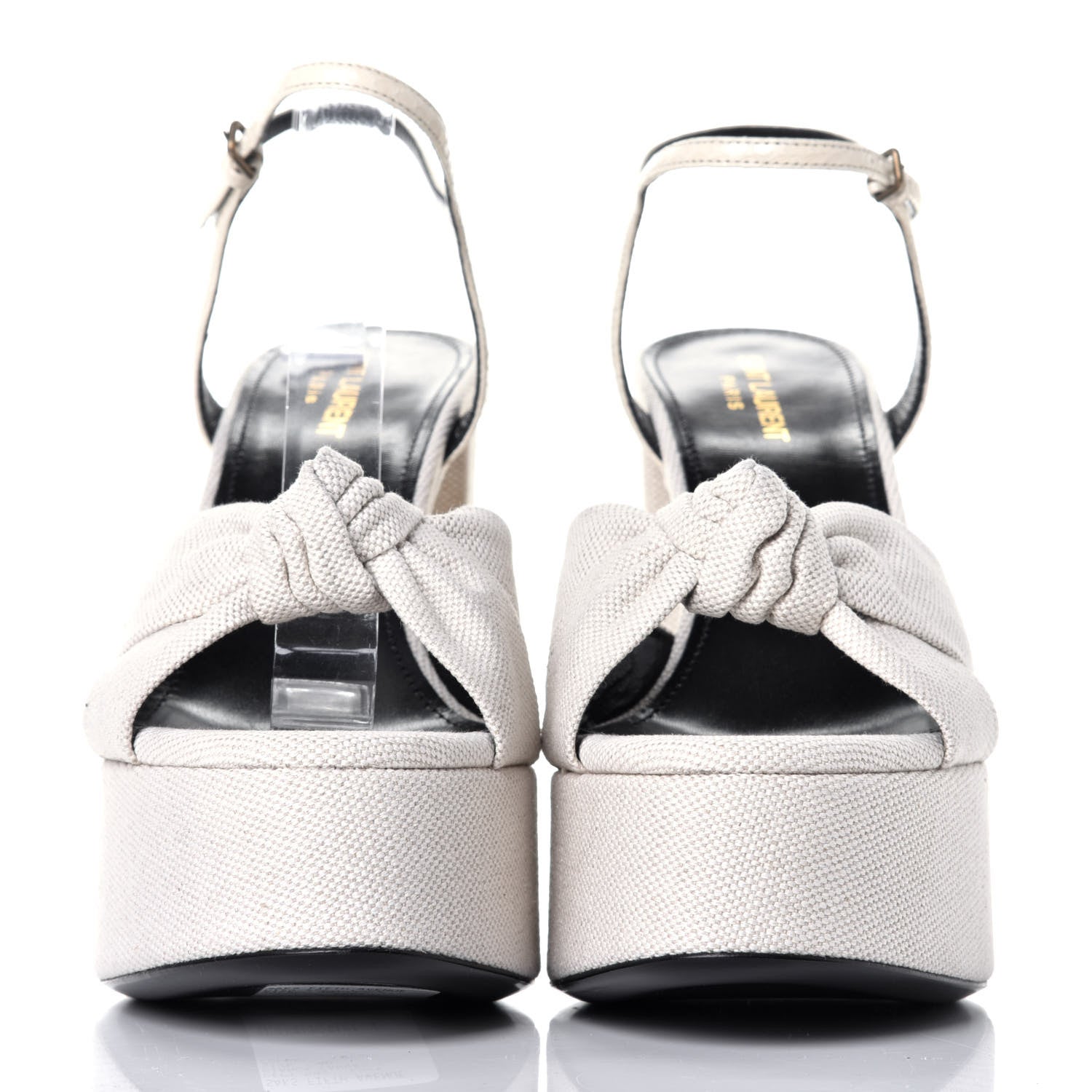 Saint Laurent Canvas Bianca 125 Platform Sandals 40 Cream 2 of 9