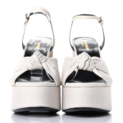 Saint Laurent Canvas Bianca 125 Platform Sandals 40 Cream 2 of 9