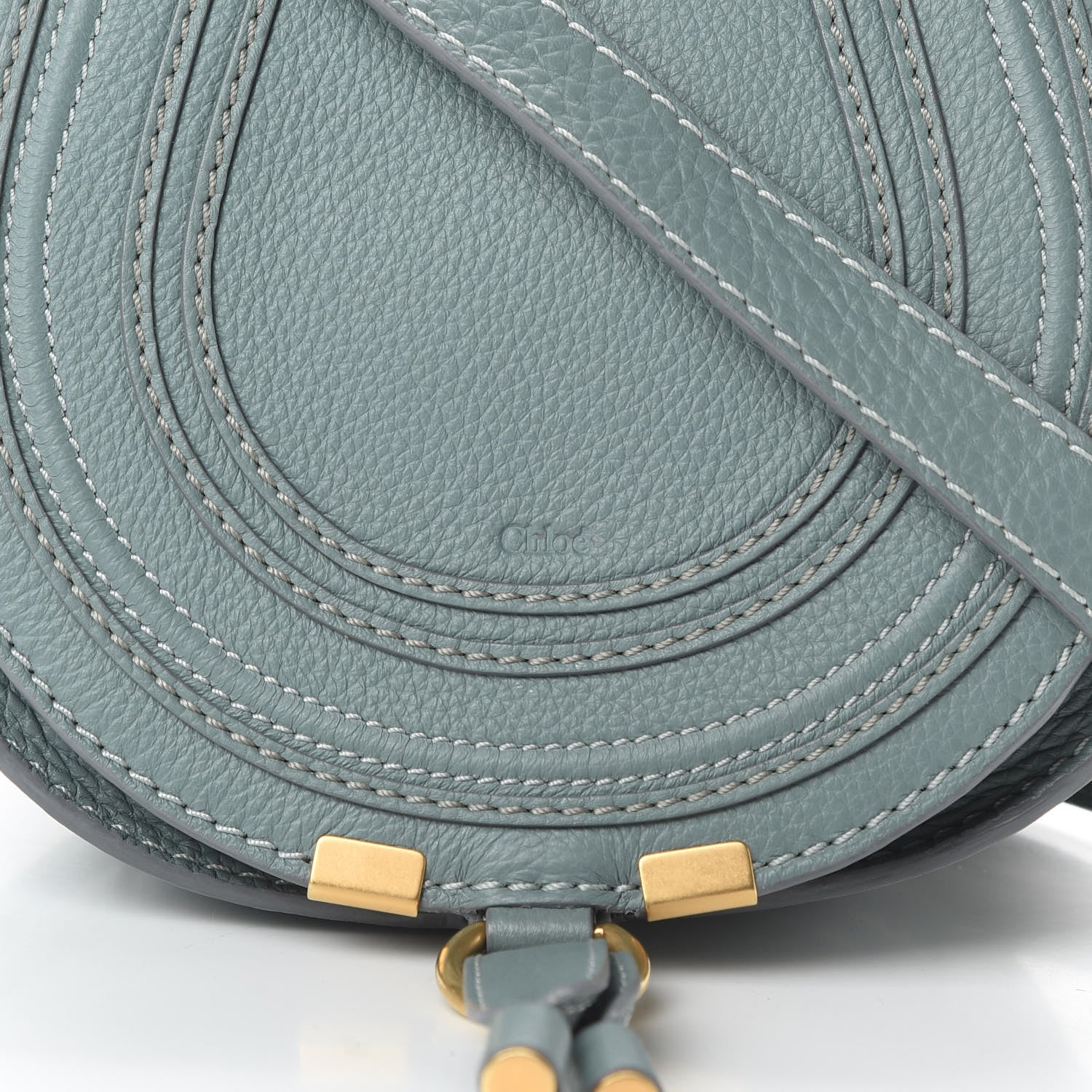 Chloe Calfskin Mini Marcie Round Crossbody Bag Faded Blue 9 of 11