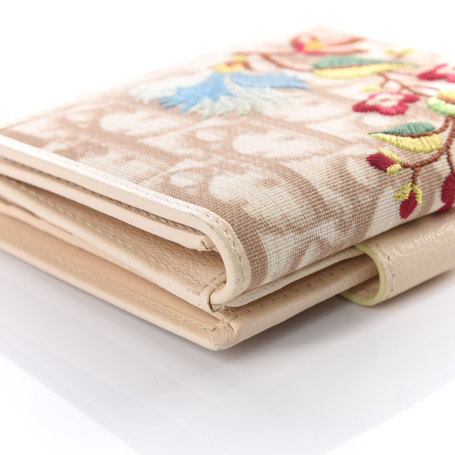 Christian Dior Monogram Vintage Flowers Compact Wallet Beige 7 of 13