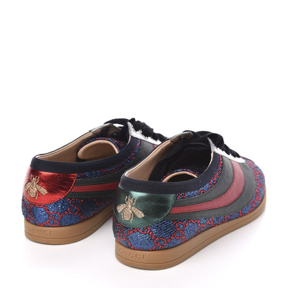 Gucci Lurex Calfskin Web GG Monogram Womens Falacer Sneakers 38 Iridescent Blue Iridescent Red Silver 4 of 9