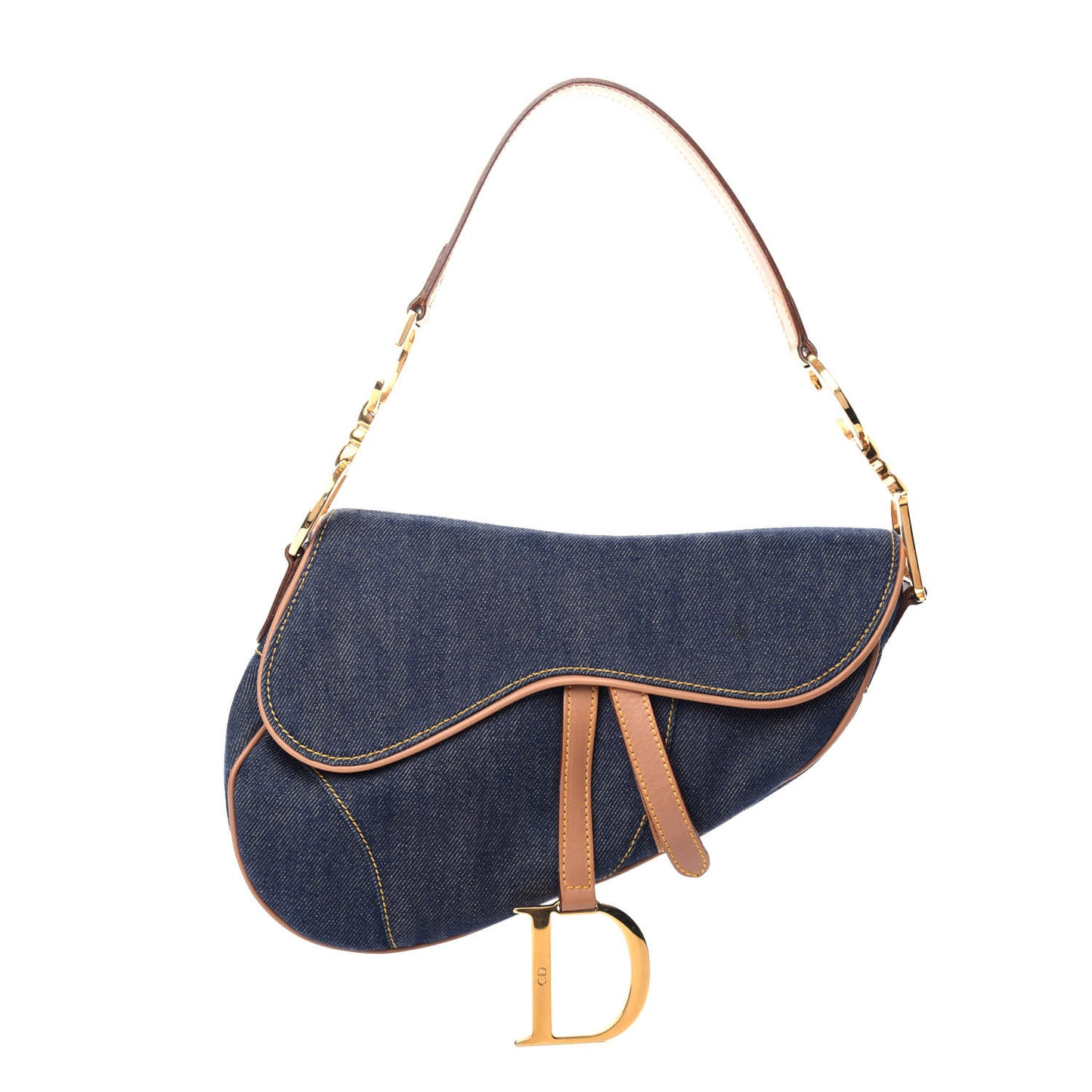 Denim Calfskin Saddle Bag Blue