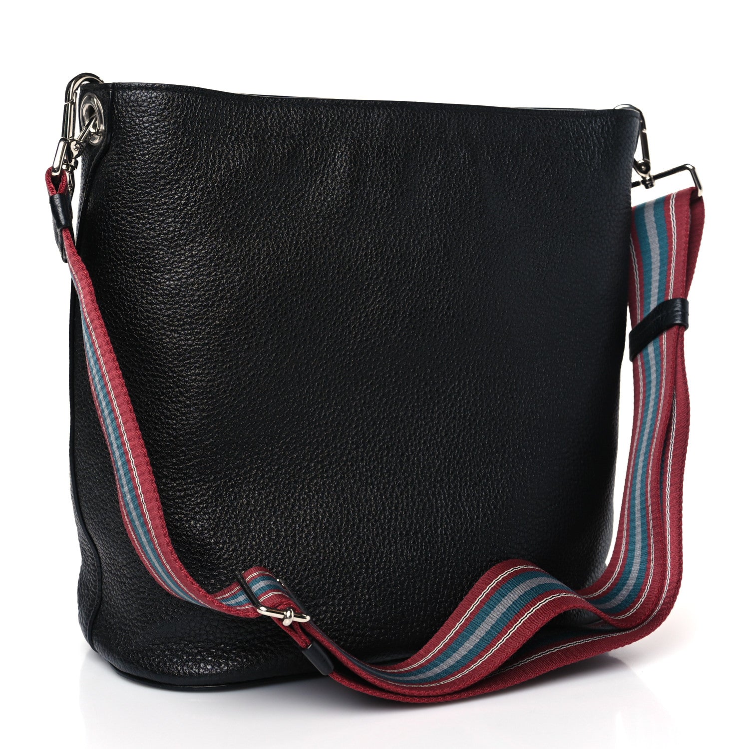 Prada Vitello Phenix Logo Hobo Black 3 of 9