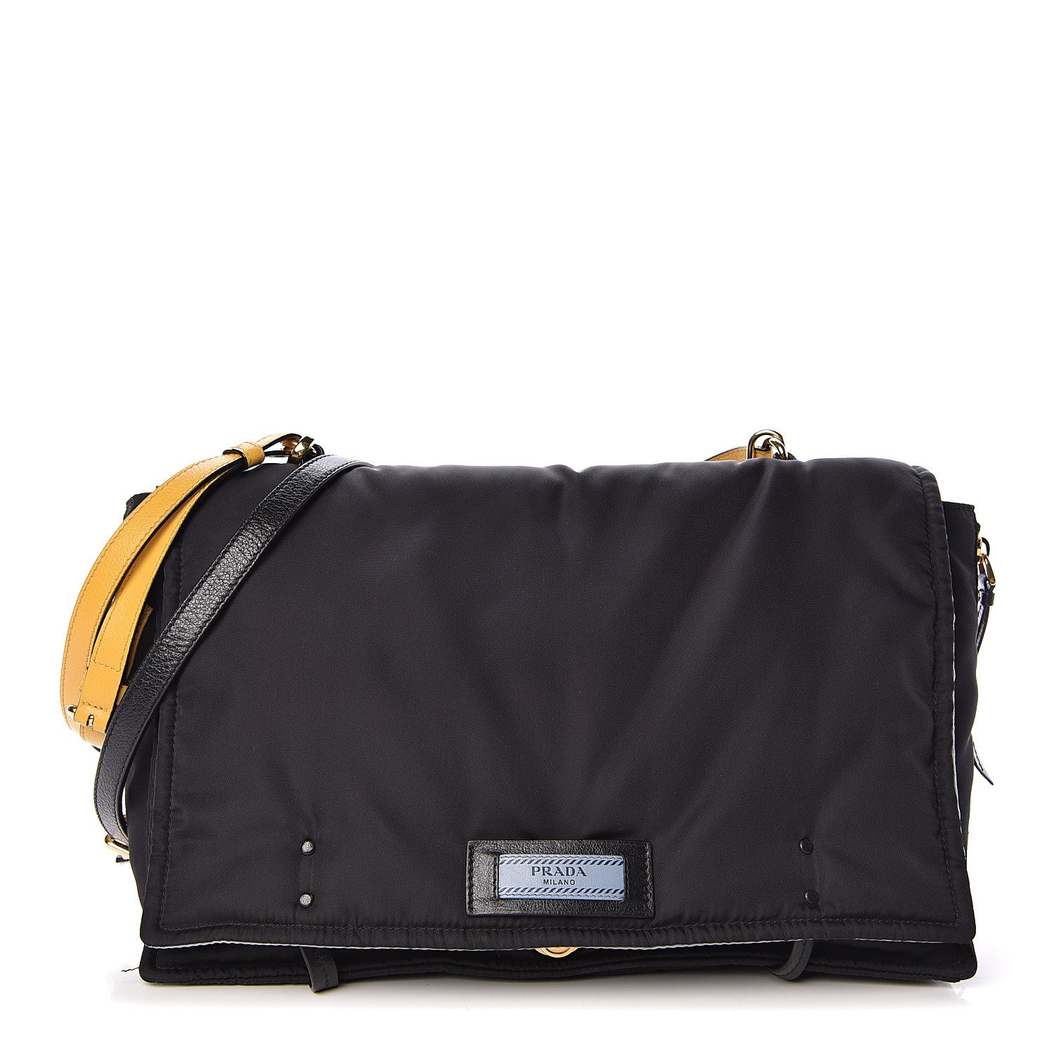 Prada Tessuto Nylon Etiquette Flap Black Soleil 1 of 10