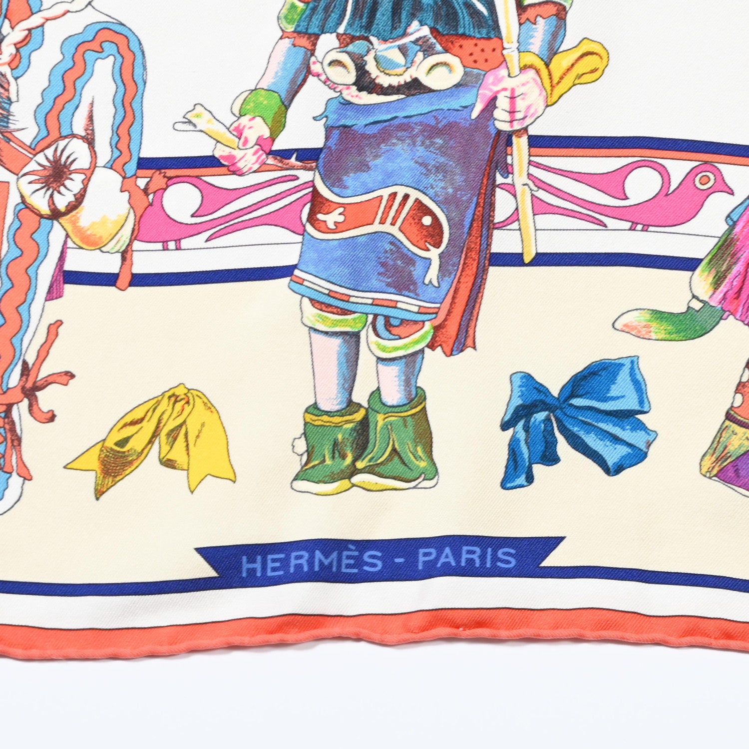 Hermes Silk Kachinas Scarf 90 Creme Rose Vif Multicolor 3 of 5