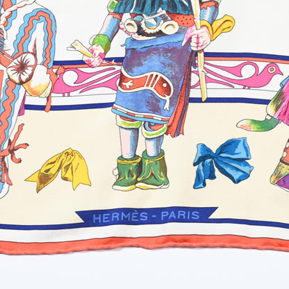 Hermes Silk Kachinas Scarf 90 Creme Rose Vif Multicolor 3 of 5