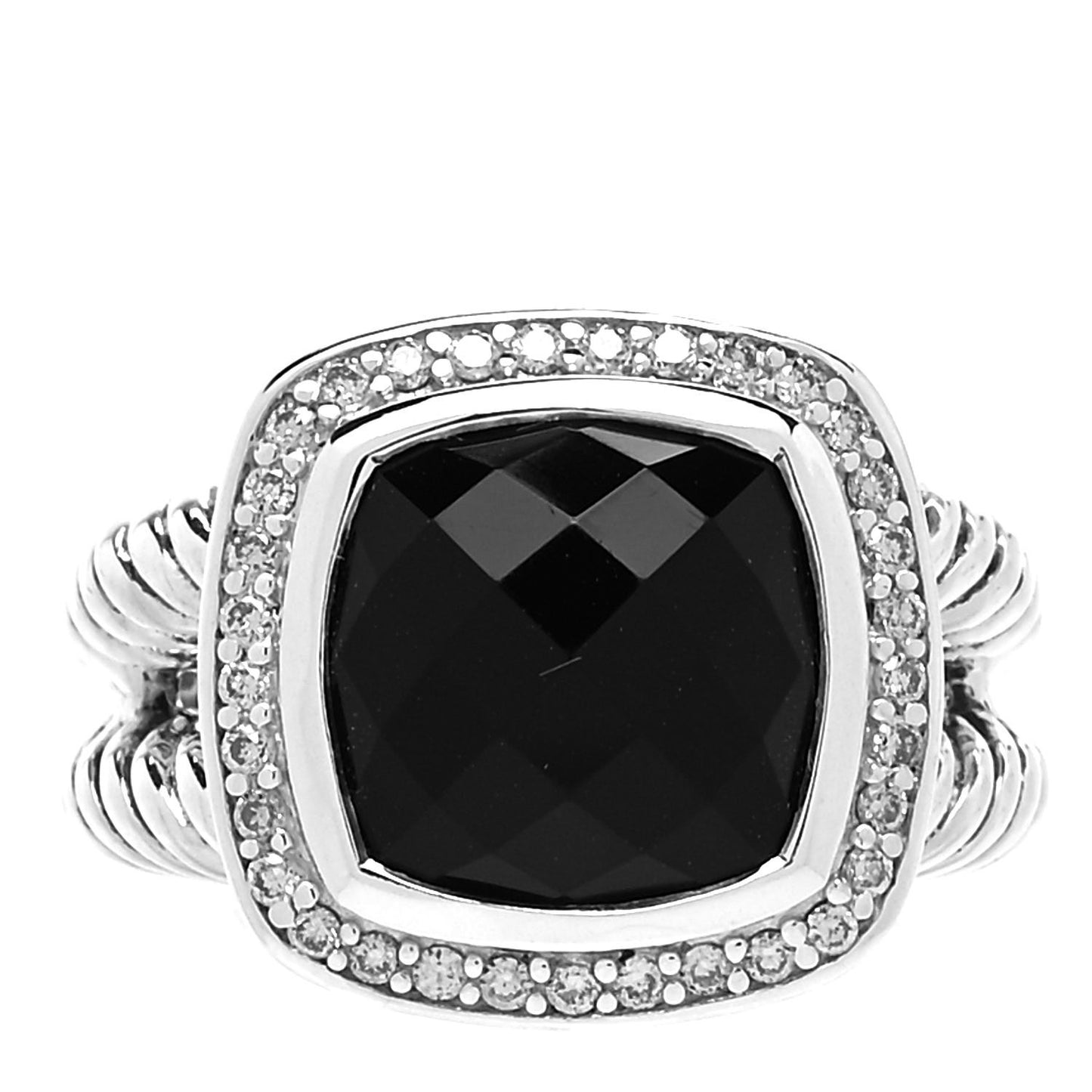 Sterling Silver Diamond Black Onyx 11mm Albion Ring 56 7.5