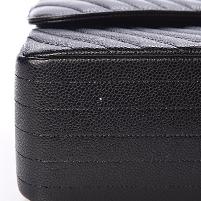 Chanel Caviar Chevron Quilted Jumbo Double Flap Black 10 of 11