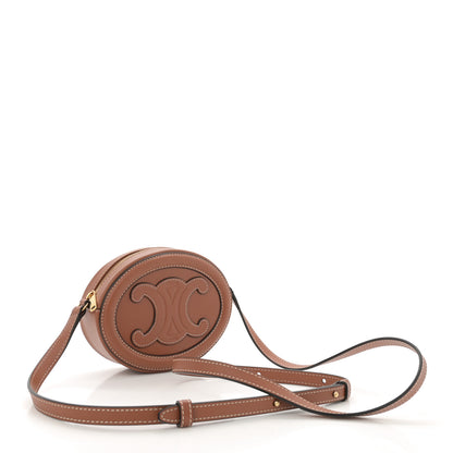 Celine Smooth Calfskin Cuir Small Triomphe Oval Crossbody Purse Tan 3 of 11