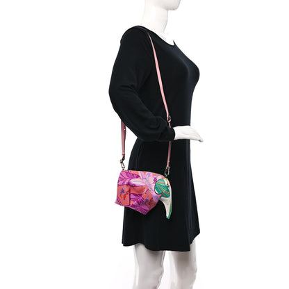 Loewe Calfskin Paula's Ibiza Printed Elephant Crossbody Bag Pink White 2 of 8