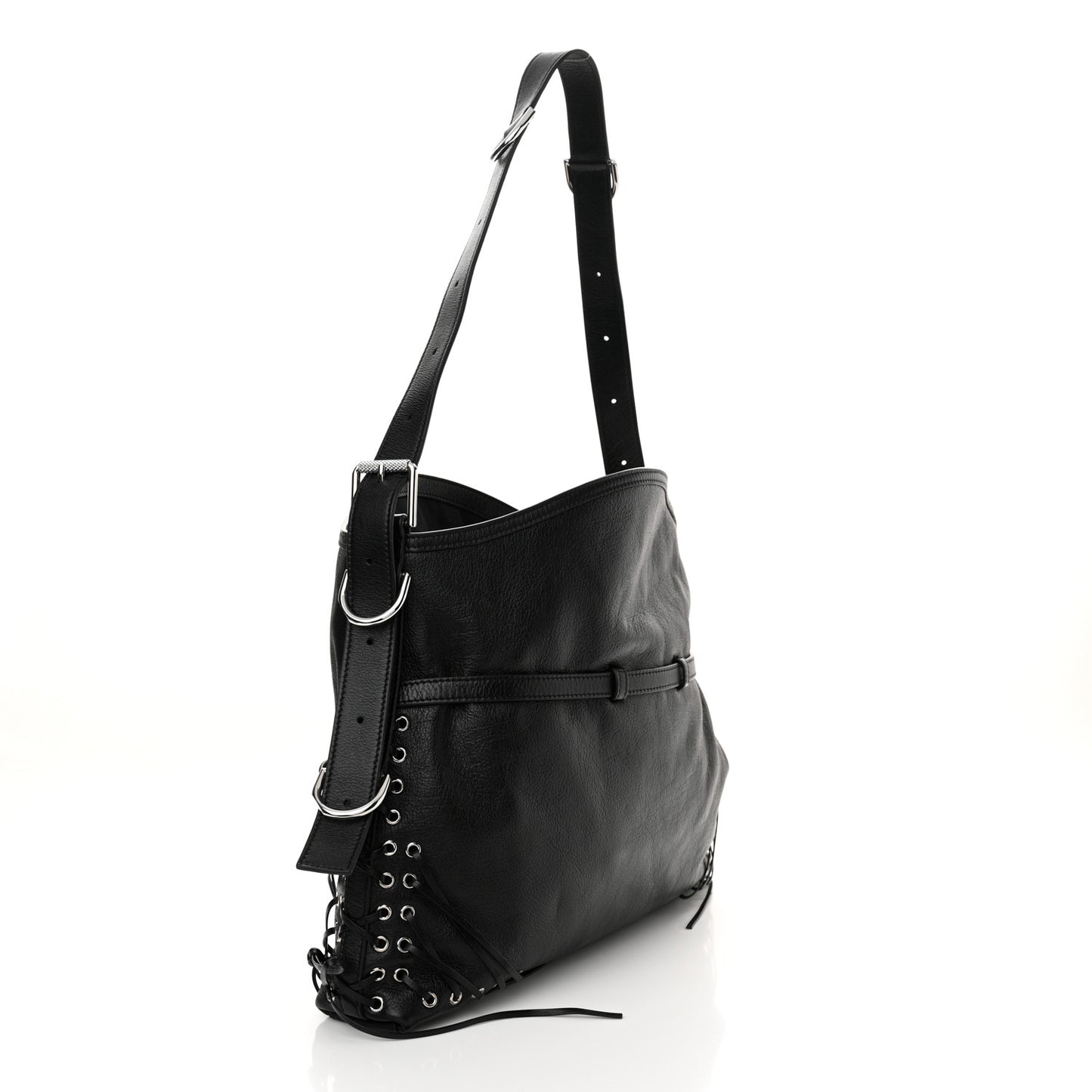 Tumbled Calfskin Corset Medium Voyou Bag Black