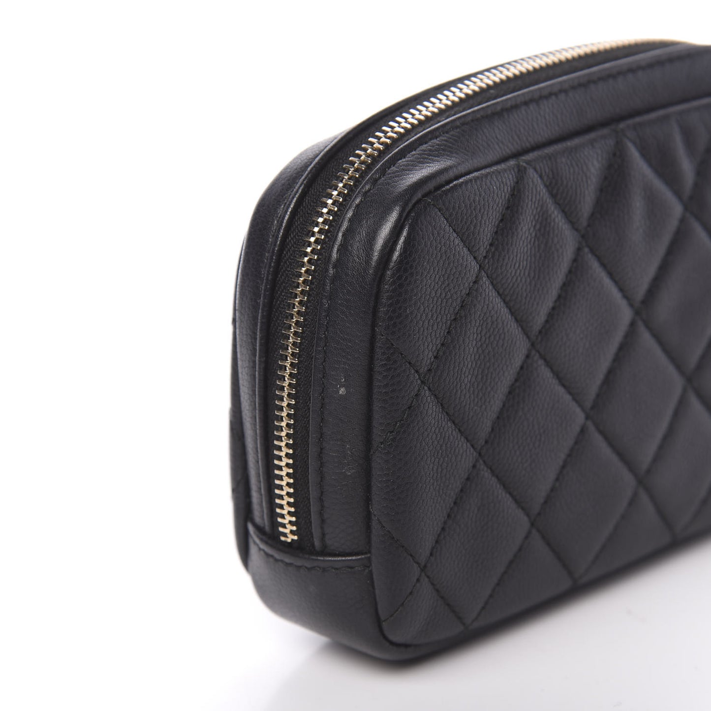 Caviar Quilted Small Curvy Pouch Cosmetic Case Black