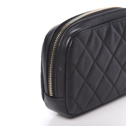 Chanel Caviar Quilted Small Curvy Pouch Cosmetic Case Black 8 of 9