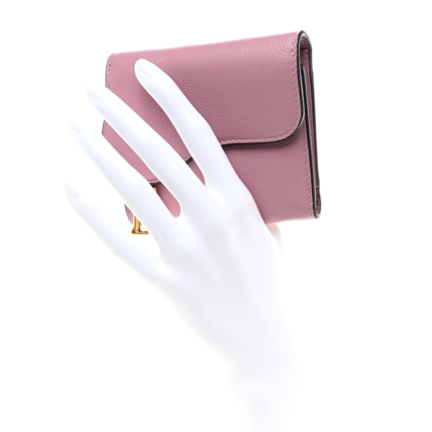 Christian Dior Goatskin Saddle Lotus Wallet Pink 2 of 10