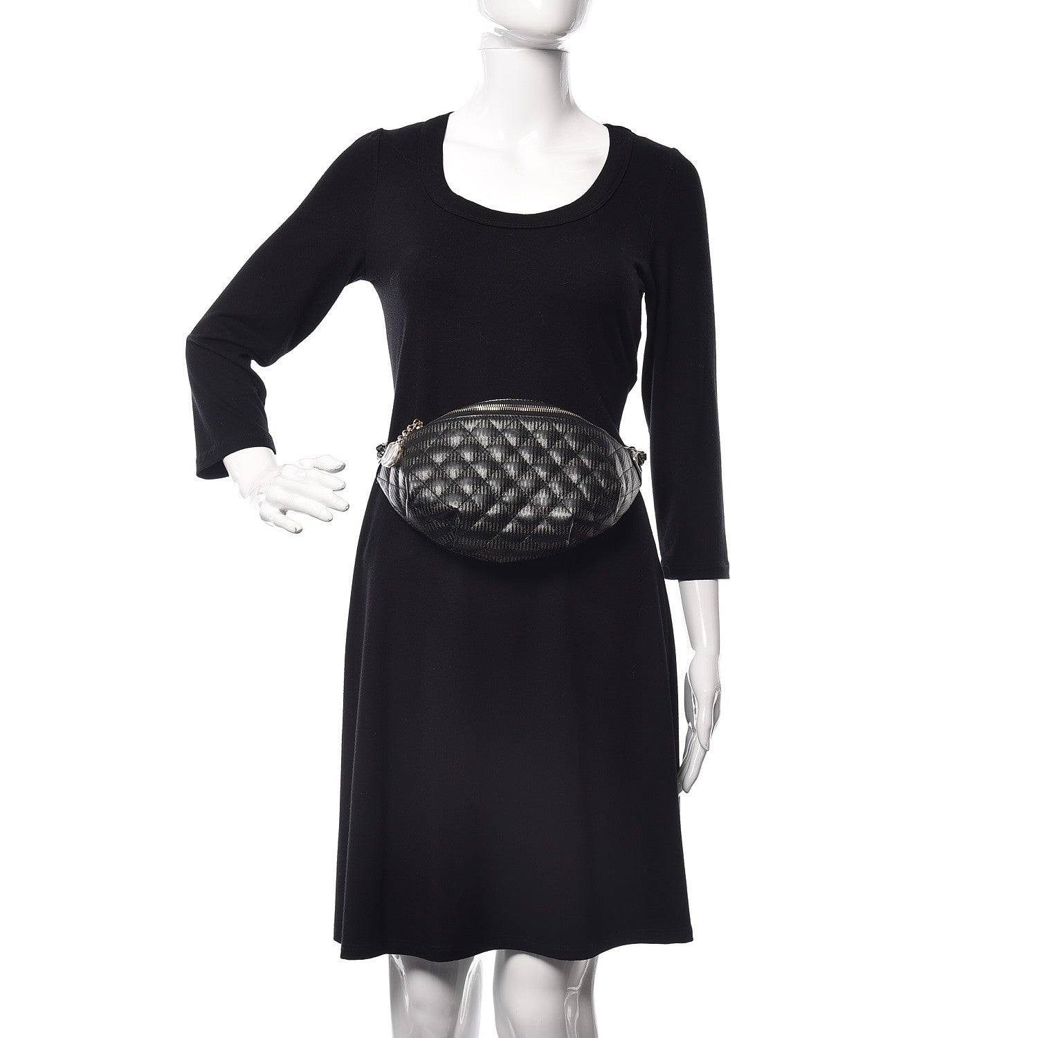 Chanel Caviar Quilted Waist Bag Black Gold 2 of 10