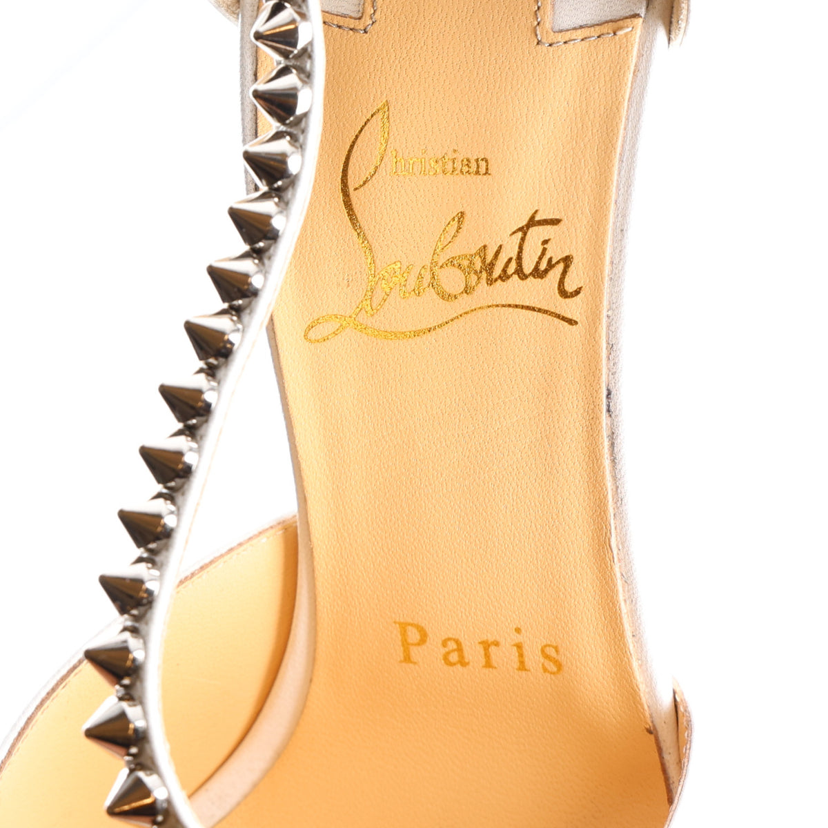 Christian Louboutin Kid PVC Spike Cross 100 Pumps  35 White Silver 9 of 13