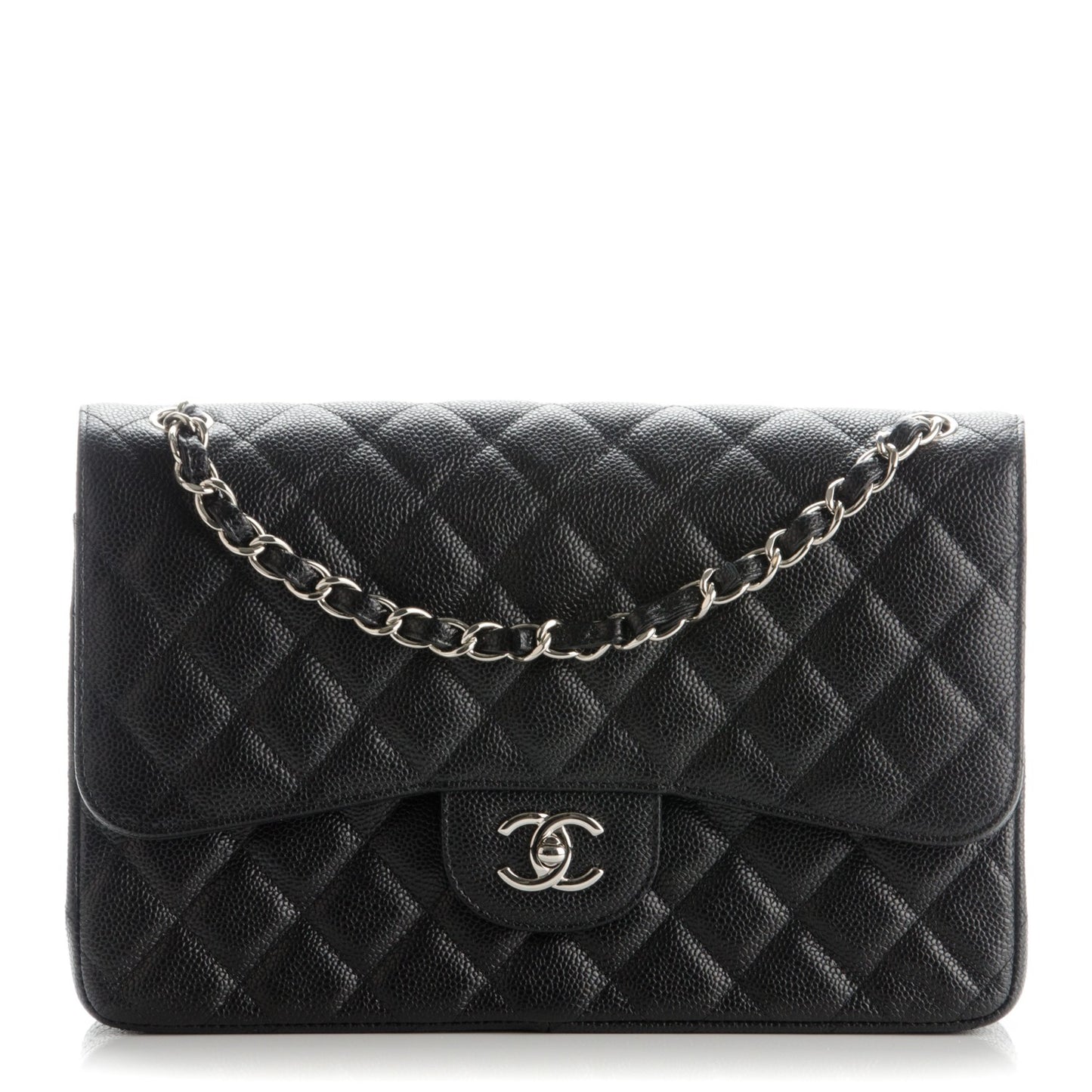 Caviar Quilted Jumbo Double Flap Black