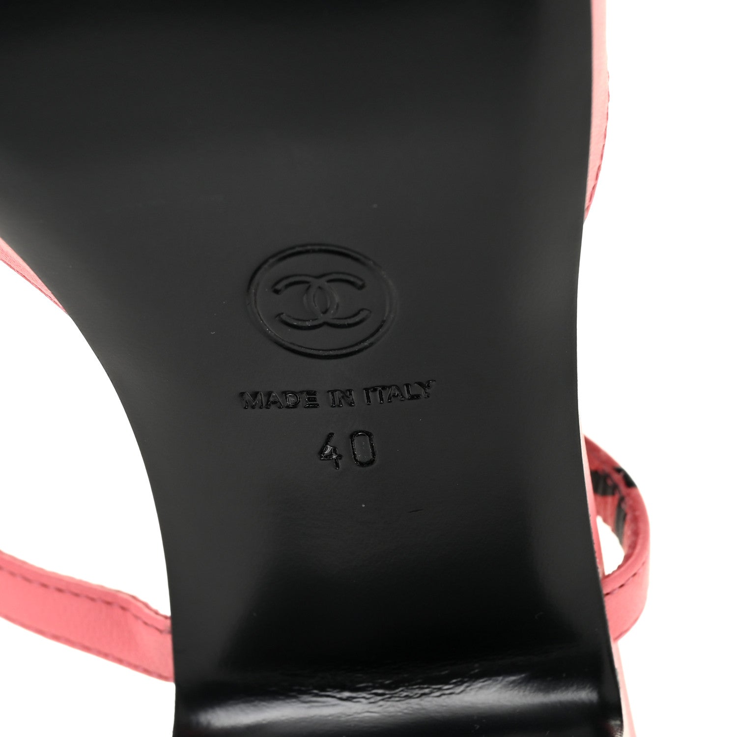Chanel Printed Lambskin CC Slingback Sandals 40 Pink Black 10 of 12