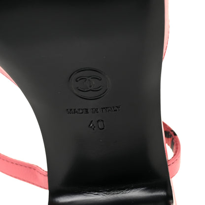 Chanel Printed Lambskin CC Slingback Sandals 40 Pink Black 10 of 12