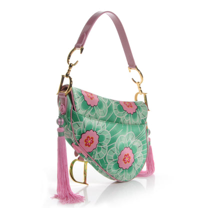 Christian Dior Satin Tassel Koi Saddle Bag Green Pink 3 of 7