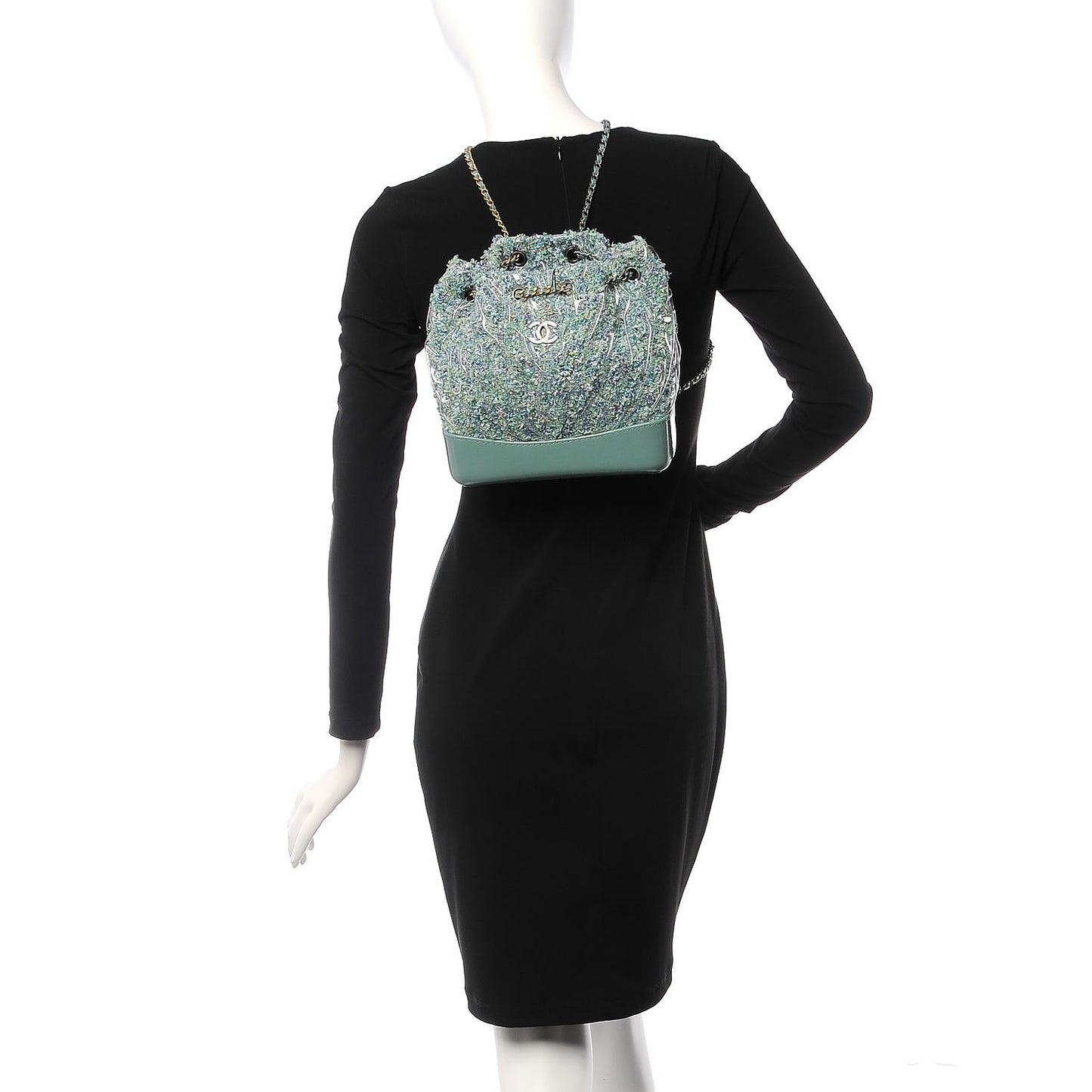 Tweed PVC Quilted Gabrielle Backpack Green