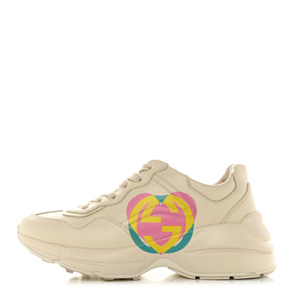 Gucci Calfskin Heart Rhyton Sneakers 38.5 Ivory 1 of 9