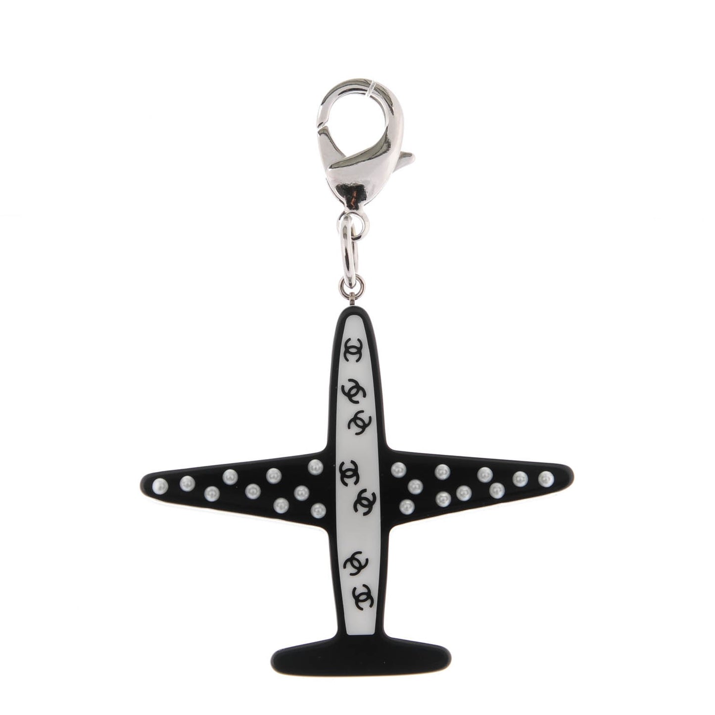 Pearl Resin CC Airline Bag Charm Black White