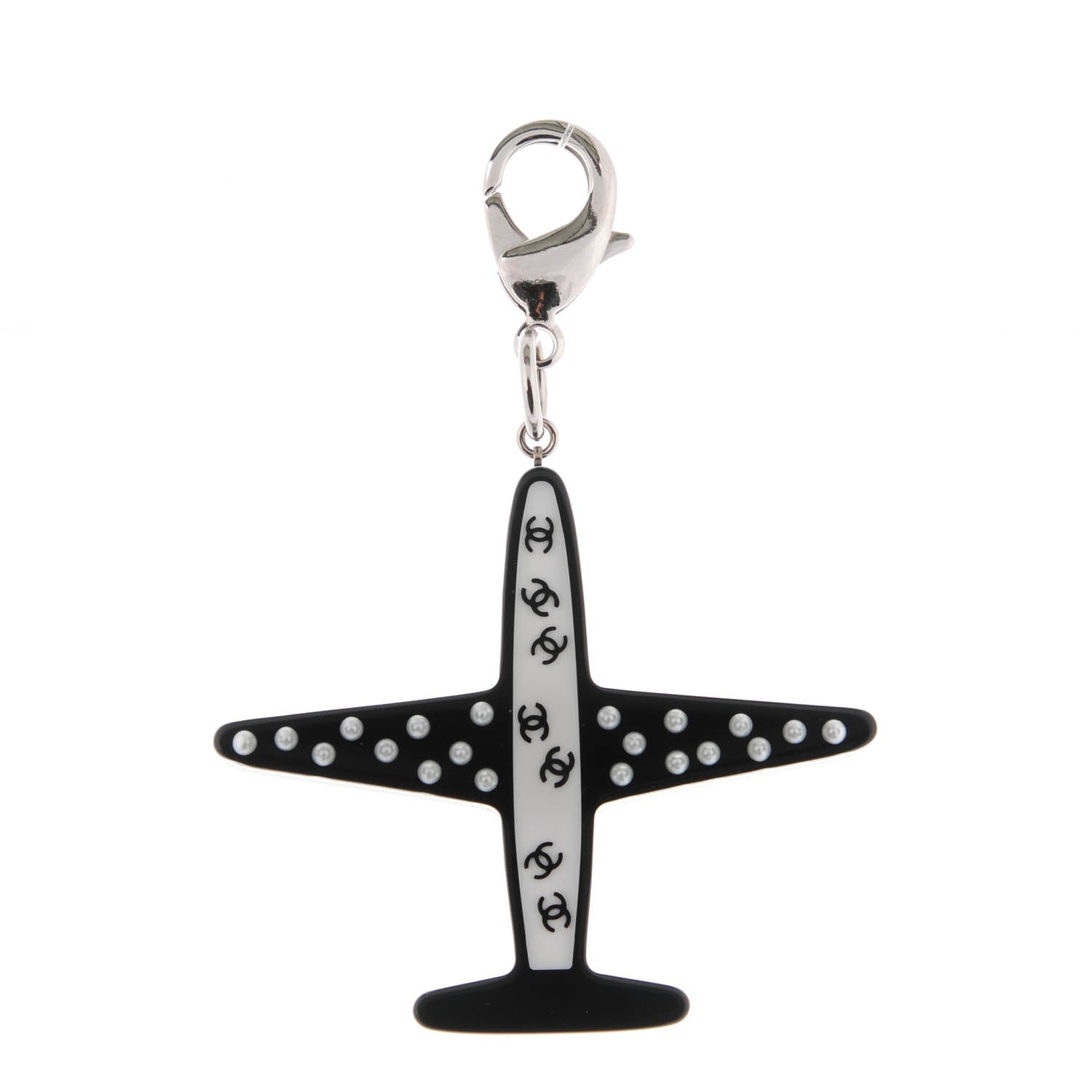 Chanel Pearl Resin CC Airline Bag Charm Black White 1 of 4
