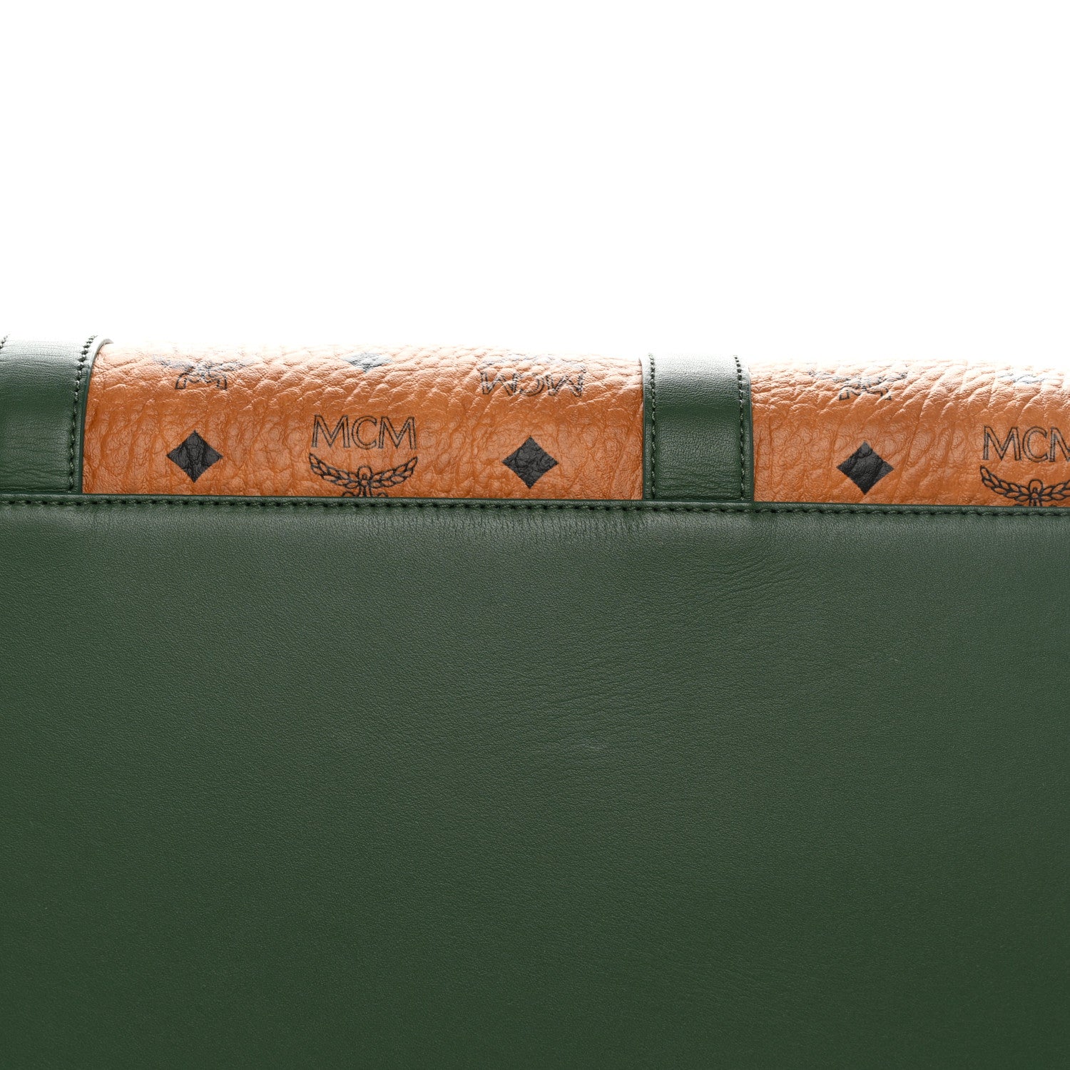 MCM Visetos Medium Traveler Weekender Duffle Bag Cognac Green 9 of 9
