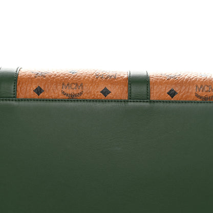 MCM Visetos Medium Traveler Weekender Duffle Bag Cognac Green 9 of 9