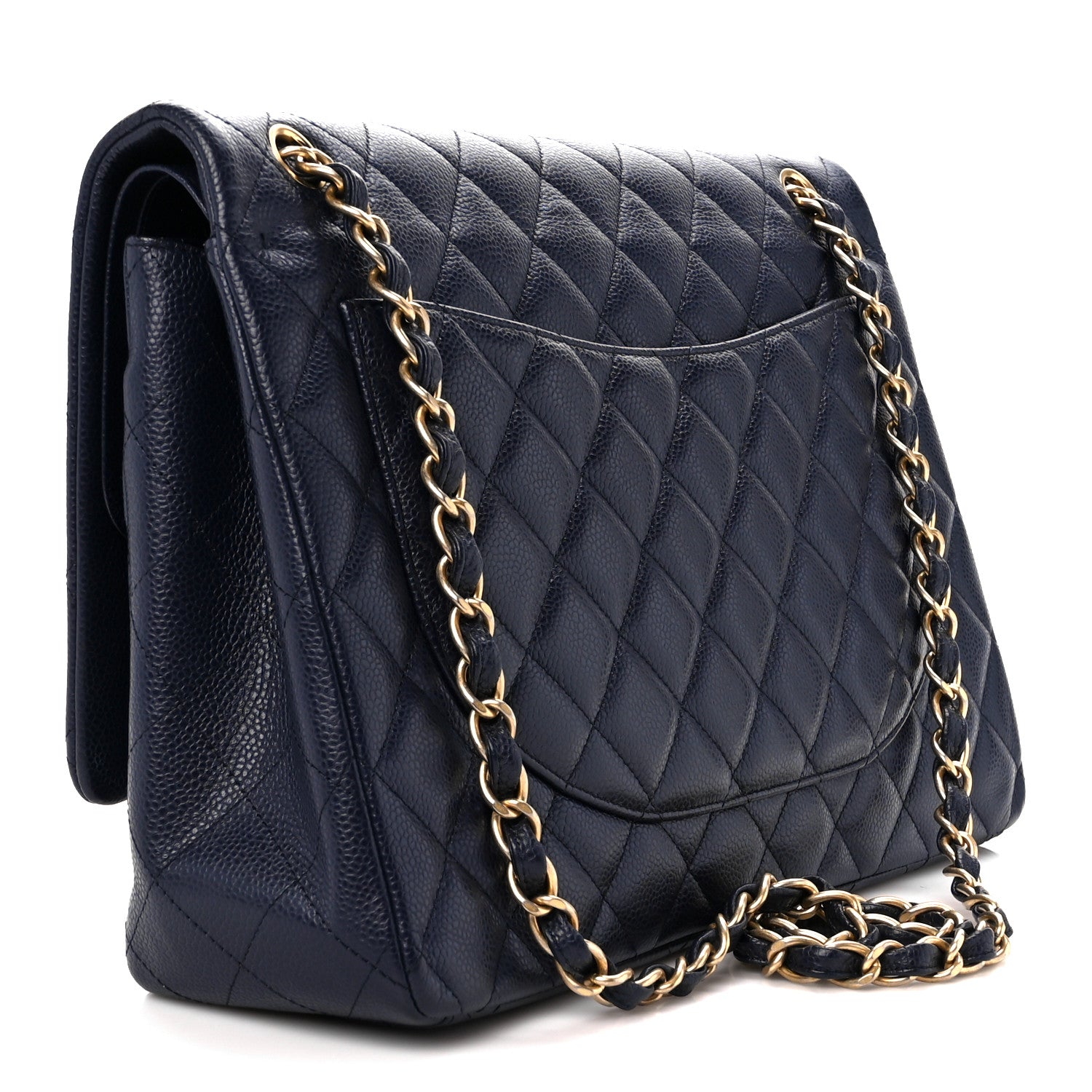 Chanel Caviar Quilted Maxi Double Flap Navy Blue 3 of 11