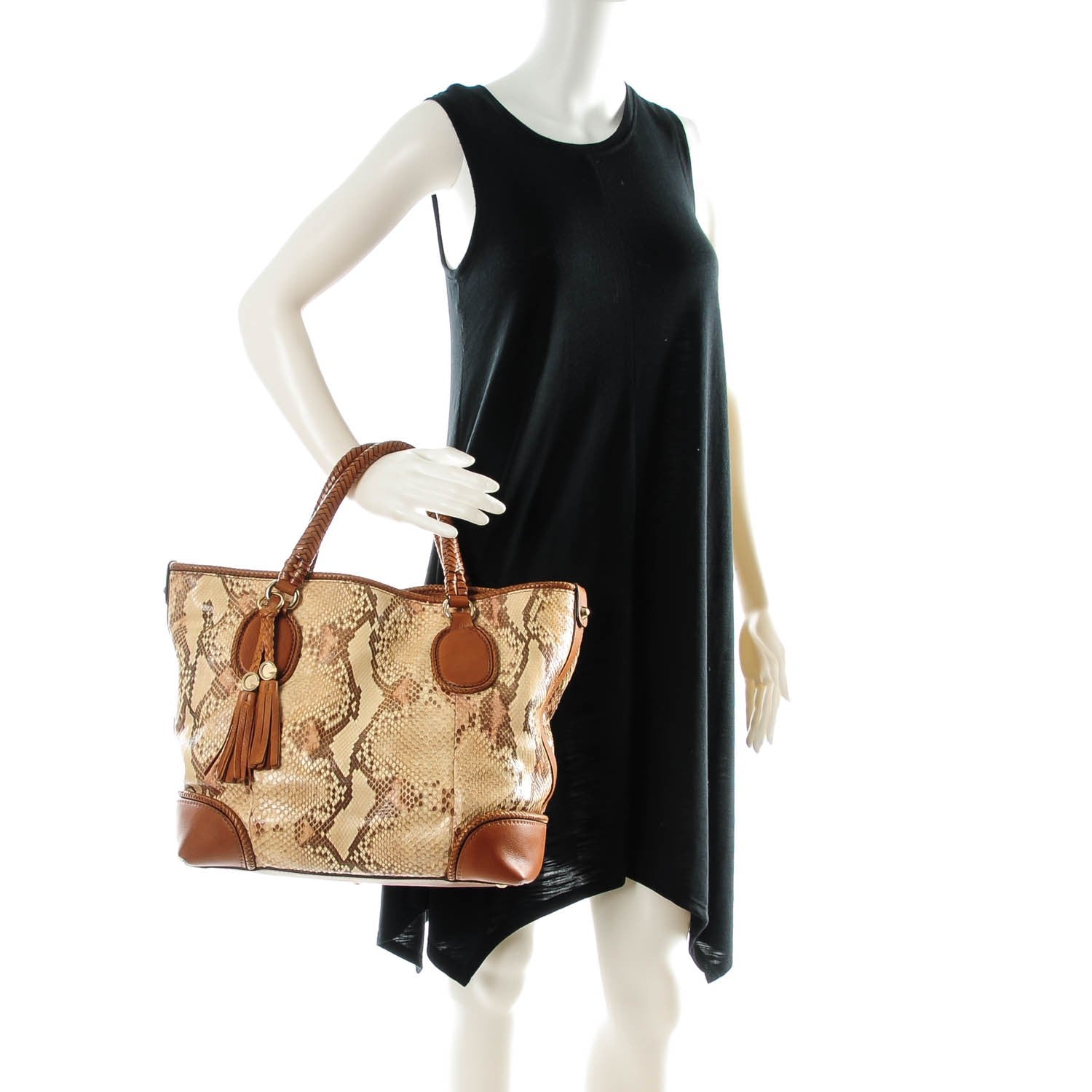 Gucci Python Medium Marrakech Tote Tan 2 of 7