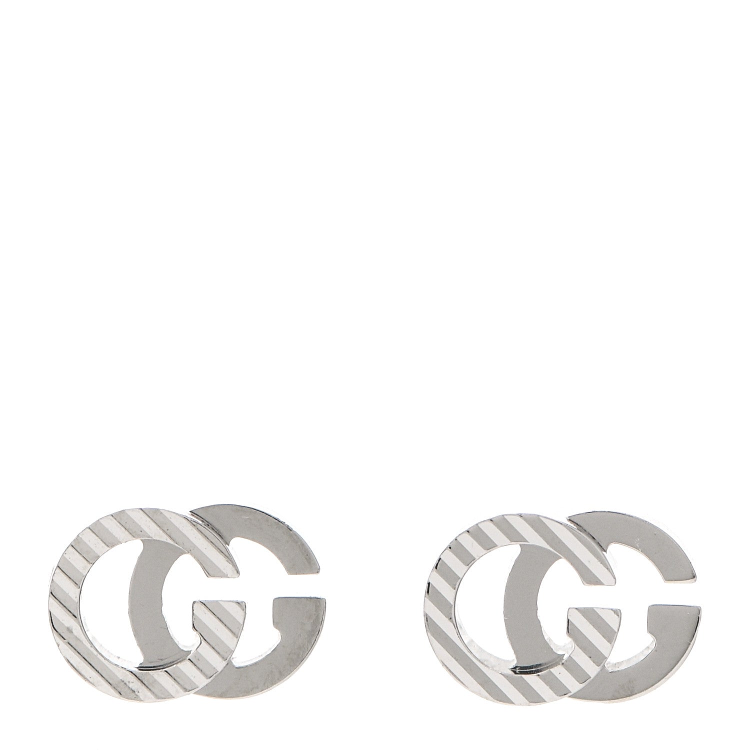 Gucci 18K White Gold Mini Running GG Stud Earrings 1 of 5