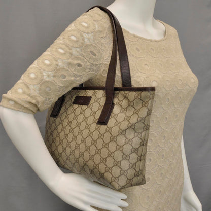 Gucci GG Supreme Monogram Small Zippered Shopping Tote Dark Brown 2 of 11