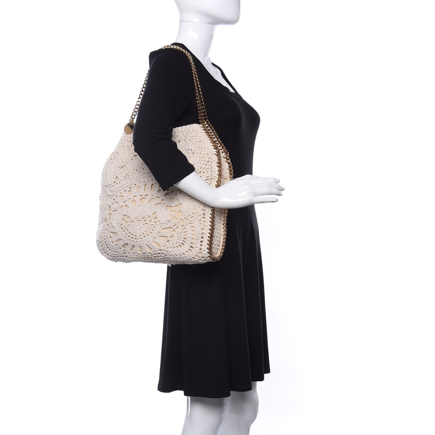 Cotton Crochet Falabella Ajouree Tote Bag White