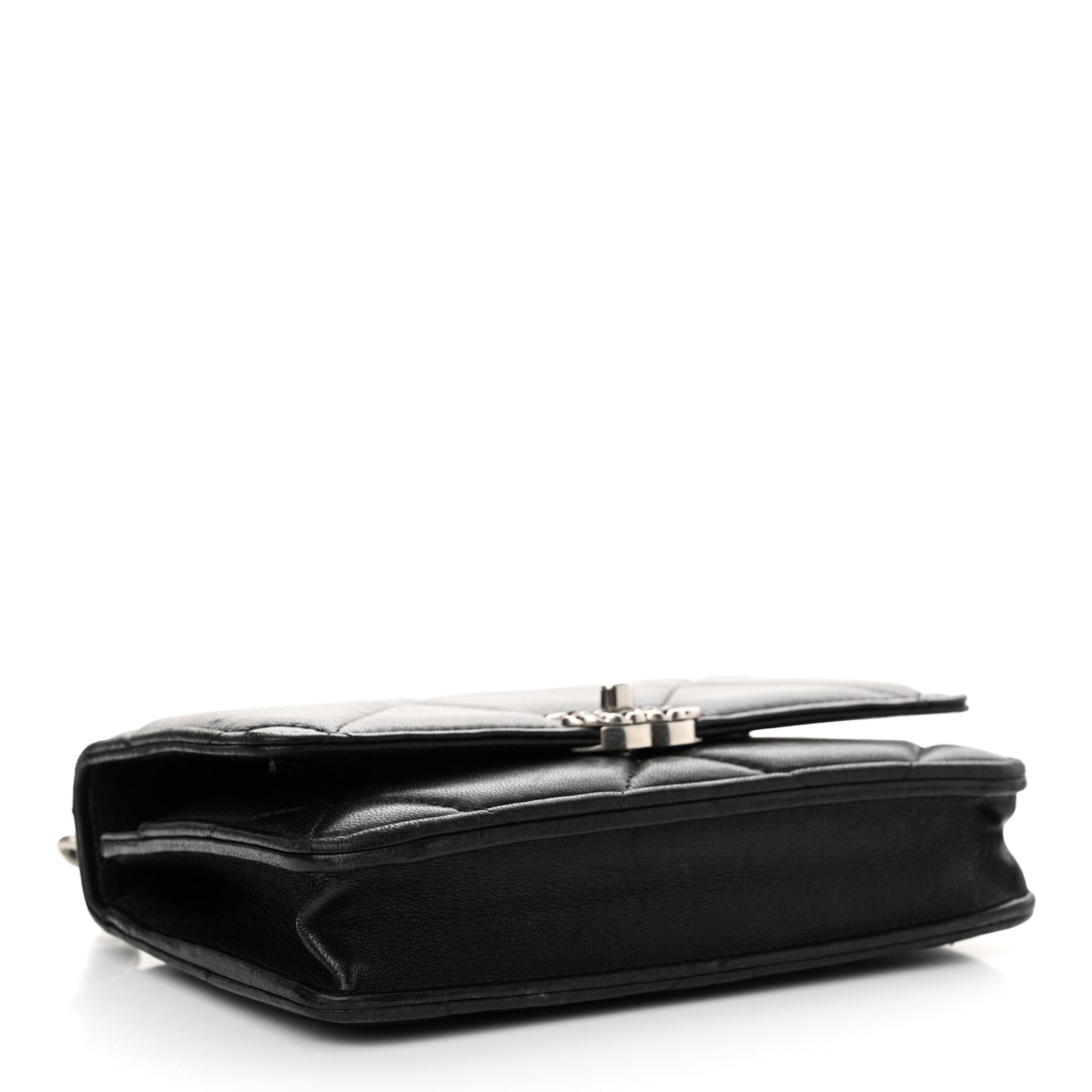 Lambskin Quilted Chanel 19 Wallet On Chain WOC Black