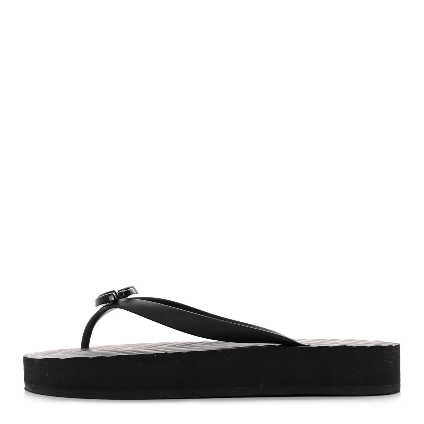 Rubber Chevron Womens GG Thong Sandals 39 Black