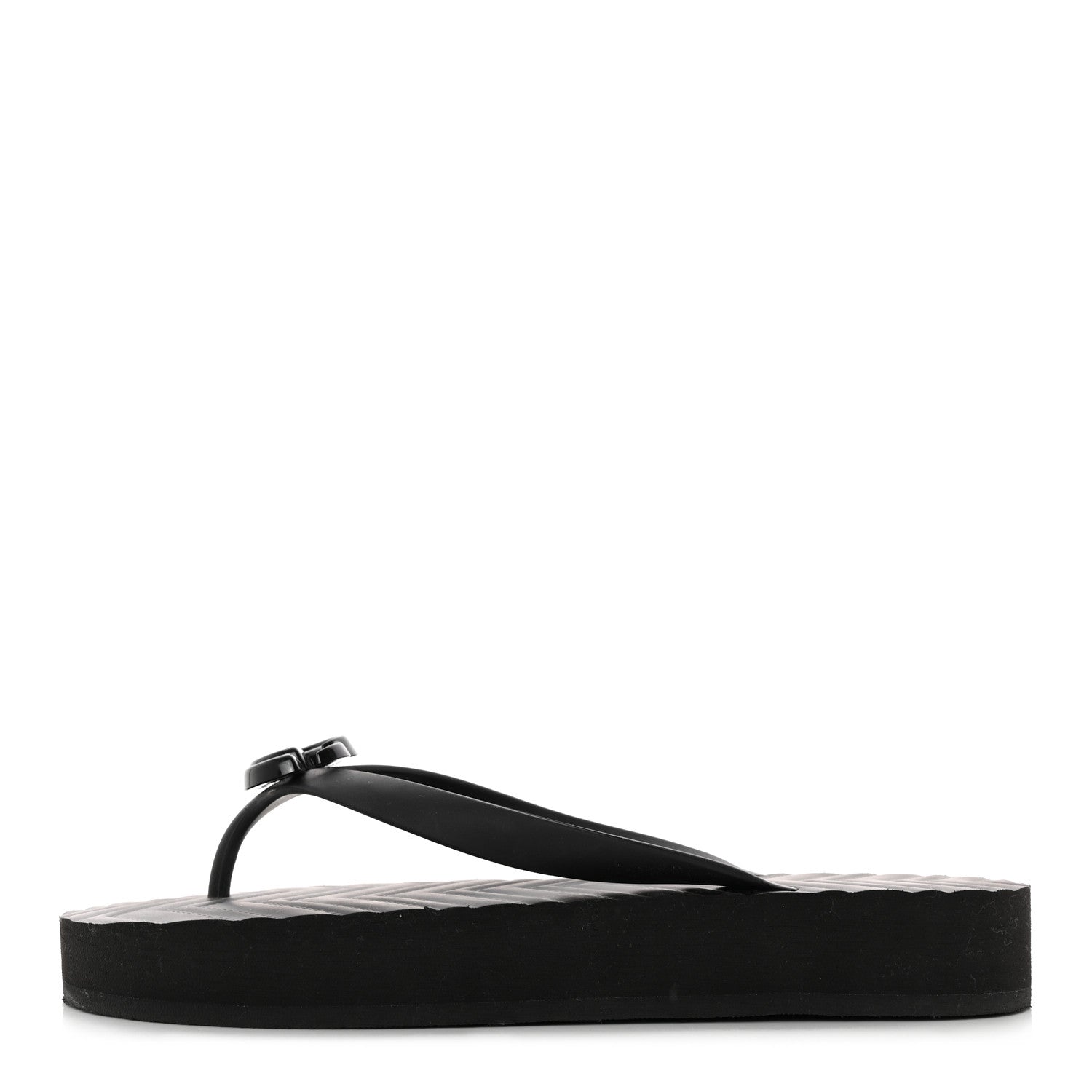 Gucci Rubber Chevron Womens GG Thong Sandals 39 Black 1 of 11
